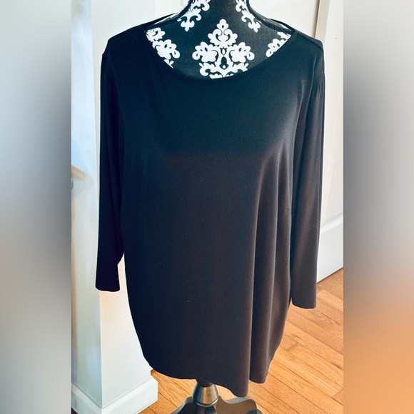 J.JILL Top Plus Sz 2X Black Rayon Stretch  Tunic Travel Friendly - Picture 2 of 10